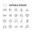 Simple Set of Music Controls Related Vector Line Icons. Contains such Icons as CD
, Songs List, Mute and more. Editable Stroke.