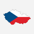 Map and flag of Czech Republic country outline silhouette vector illustration
