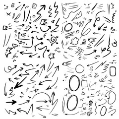 vector set of hand-drawn cute cartoony expression sign doodle line strokeemoticon effects design ele