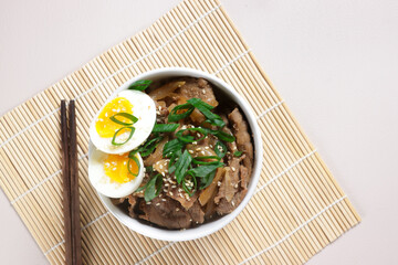 Wall Mural - Gyudon is Japanese Beef Rice Bowl or Yakinikudon.