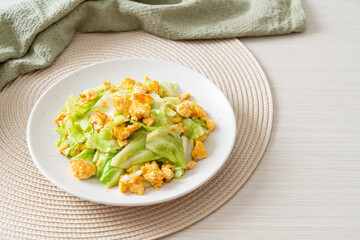 Wall Mural - homemade stir-fried cabbage with egg
