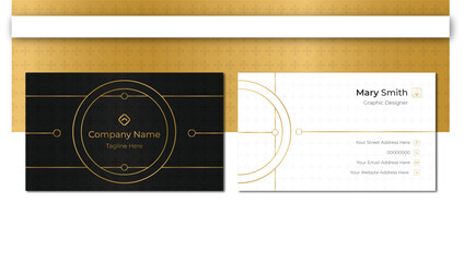 White , black and gold creative business card template. Modern and luxury two sided Business Card with corporate style. Trending business card.