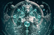 Beautiful water goddess.  Wife of Neptune or Poseidon. Sea nymph. Post-processed digital AI art