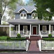 A colonial-style house with a symmetrical design and a front porch1, Generative AI