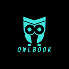 A Cute Owl Mascot Logo Design In Fun Cartoon Style In Teal Color On A Dark Background
