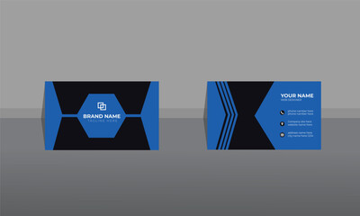 corporate business card template, black and blue business card design