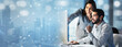 © C Malambo/peopleimages.com - Coaching, overlay or manager with a consultant in a call center helping, talking or networking online. Graphic hologram, woman or insurance agent in communication at customer services or crm sales