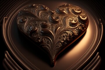 Heart of  Molten Chocolate - The True Love - Postproducted generative AI digital illustration.