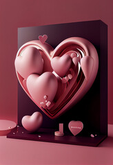 Poster - St. Valentine's Day style concept Background.	heart shaped box with hearts