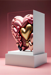 Poster - St. Valentine's Day style concept Background.	heart shaped box with hearts