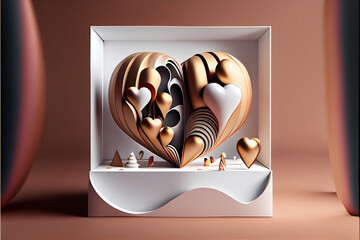 Poster - St. Valentine's Day style concept Background.	heart shaped box with hearts