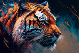 Fototapeta  - Tygrys  abstrakcyjny kolorowy akrylowy Generative AI 