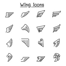 Wing Icon Set In Thin Line Style