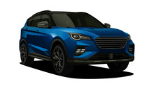 Realistic Vector Isolated Blue SUV Car
