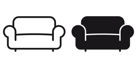 Wall Mural - ofvs313 OutlineFilledVectorSign ofvs - lounge vector icon . sofa sign . hotel . isolated transparent . black outline and filled version . AI 10 / EPS 10 / PNG . g11653