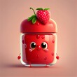 Cute Strawberry Jam Cartoon Character, Generative AI. Digital Art Illustration