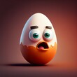 Cute Egg Cartoon Character, Generative AI. Digital Art Illustration