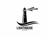 Fototapeta  - lighthouse logo design. Vector illustration