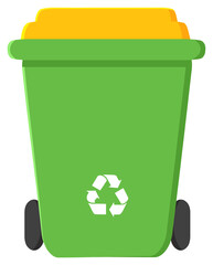 Wall Mural - Green Recycle Bin Modern Flat Design. Hand Drawn Illustration Isolated On Transparent Background