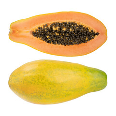 Wall Mural - ripe papaya isolated on a white background