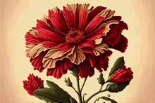 Digital Illustration Of A Red Flower, Digital Illustration Painting Artwork, Generative AI