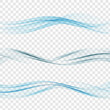 © lesikvit - Transparent wave blue,smoky flow of wavy lines,wave set.