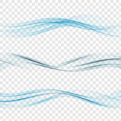transparent wave blue,smoky flow of wavy lines,wave set.