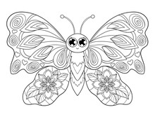 Butterflies Line Art Clip Art, Coloring Page Clipart