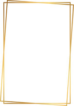 Double Rectangle  Gold Frame, Duo Line Vertical  Border Isolated On Transparent Background, PNG Template Picture, Card, Text