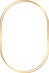 Wall Mural - double oval gold frame, duo line golden border isolated on transparent background, png template pict