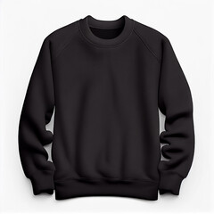 Wall Mural - Mockup of a blank black sweatshirt with long sleeves isolated on white background | Soft fabric Sweatshirt | Sweatshirt mock-up, Logo mock-up | Generative Ai | Hyper realistic, Photorealism 