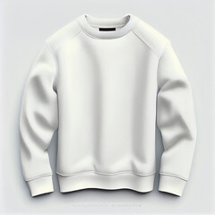 Wall Mural - Mockup of a blank white sweatshirt with long sleeves isolated on white background | Soft fabric Sweatshirt | Sweatshirt mock-up, Logo mock-up | Generative Ai | Hyper realistic, Photorealism