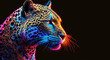 Leopard made of neon light  - Generative AI
