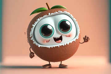Cute Coconut Character 4K