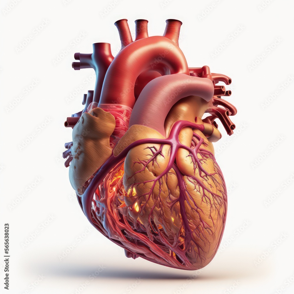 Detailed illustration of a healthy human heart anatomy model medical