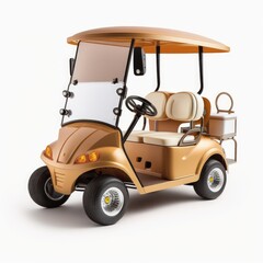 Detailed illustration of a stylish, vintage retro golf cart isolated on a white background, generative ai