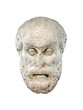Antique marble greek philosopher head isolated