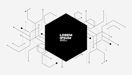geometric hexagon lines and dots connection banner template.