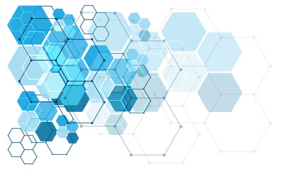 abstract blue line hexagon light technology futuristic geometric design modern on white background v