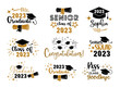 Graduation congratulations at school, university or college. Trendy calligraphy inscription with gold glitter