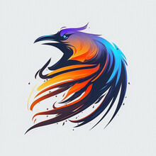 Logo Crow Gradient Colorful Style. Generative AI