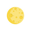 Moon icon, a yellow moon vector on a white isolated background. Moon flat design.
