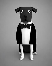 A 3d Dog With Tuxedo Suit And Bow Tie Created With Generative AI Technology