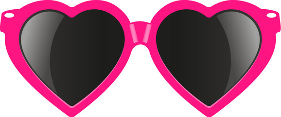 Poster - Heart shaped pink glamour sunglasses vector cartoon