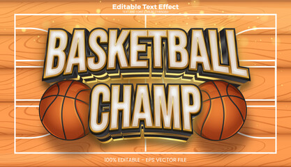 Wall Mural - Basketball Champ editable text effect in modern trend style