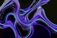 Abstract Purple Black Fluid Free Distorted Dynamic Flowing Ripple Interweave Design Creative Template Print Social Media  Green Background With Waves Luxury Copy Space Technology Futuristic Background