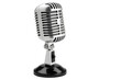 © Rysak - Isolate your voice for crystal clear recording with a table microphone on white background