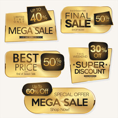 Wall Mural - Collection of quality golden badges isolated on white background vector illustration 