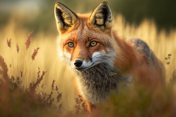 Poster - Fox Stock Photo, Wildlife Photography. Generative Ai