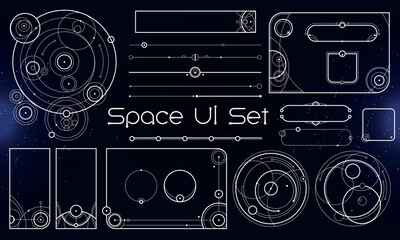 Wall Mural - set of space user interface elements. ethnic and tribal style. circle geometry. vector illustration 